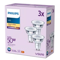 Philips Classic GU10 LED-pære, 2700K, 355lm, 36°, 4,6W - 3 pak