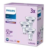 Philips Classic GU10 LED-pære, 4000K, 390lm, 36°, 4,6W - 3 pak