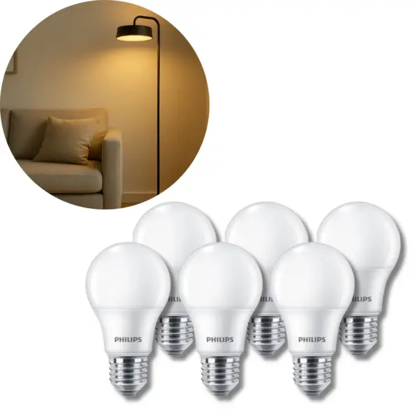 Philips E27 LED pære - 6-pak - 806lm - 2700K - 7W