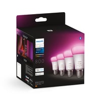 Philips Hue E27 LED-pre, Color & White ambiance, 800lm, Zigbee + Bluetooth (4 pak)