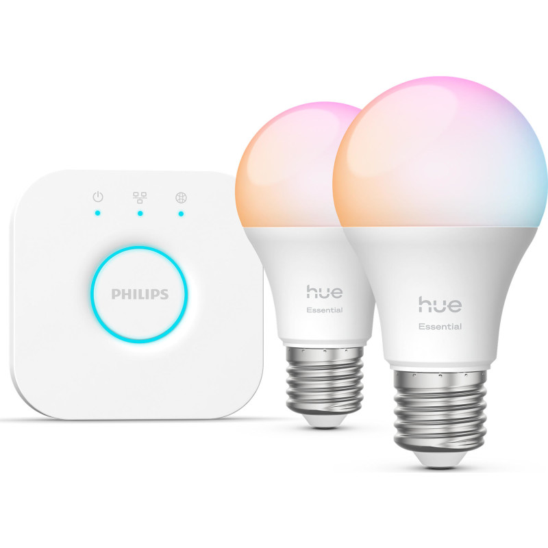Philips Hue Essential White Color Ambiance E27 pære, startersæt 2-pak
