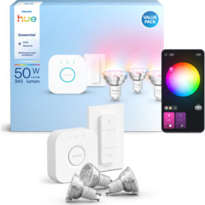 Philips Hue Essential White Color Ambiance GU10 spotpærer, startsæt, 3-pak