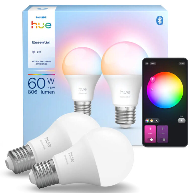 Philips Hue Essential White and Color Ambiance A60 LED Pære E27 806 lm 8W - 2-pak