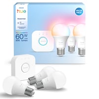 Philips Hue Essential startst: 3 E27 LED-prer, Color & White ambiance, 806lm, 3W, inkl. bridge