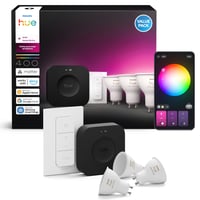 Philips Hue Pro starterkit, 3 x 400 lm Color & White Ambiance GU10 prer, Dimmer switch, Bridge Pro