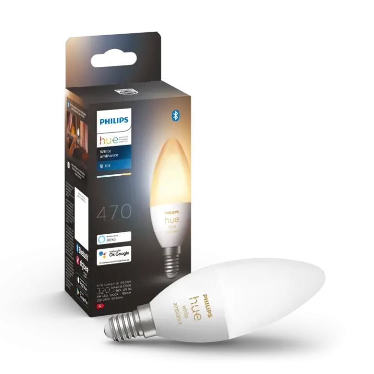 Philips Hue White Ambiance B39 Kertepære E14 25W Bluetooth 1-pak