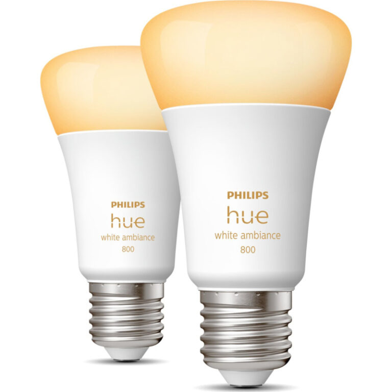 Philips Hue White Ambiance E27 standardpære, 2000K-6500K, 9W, 2-pak