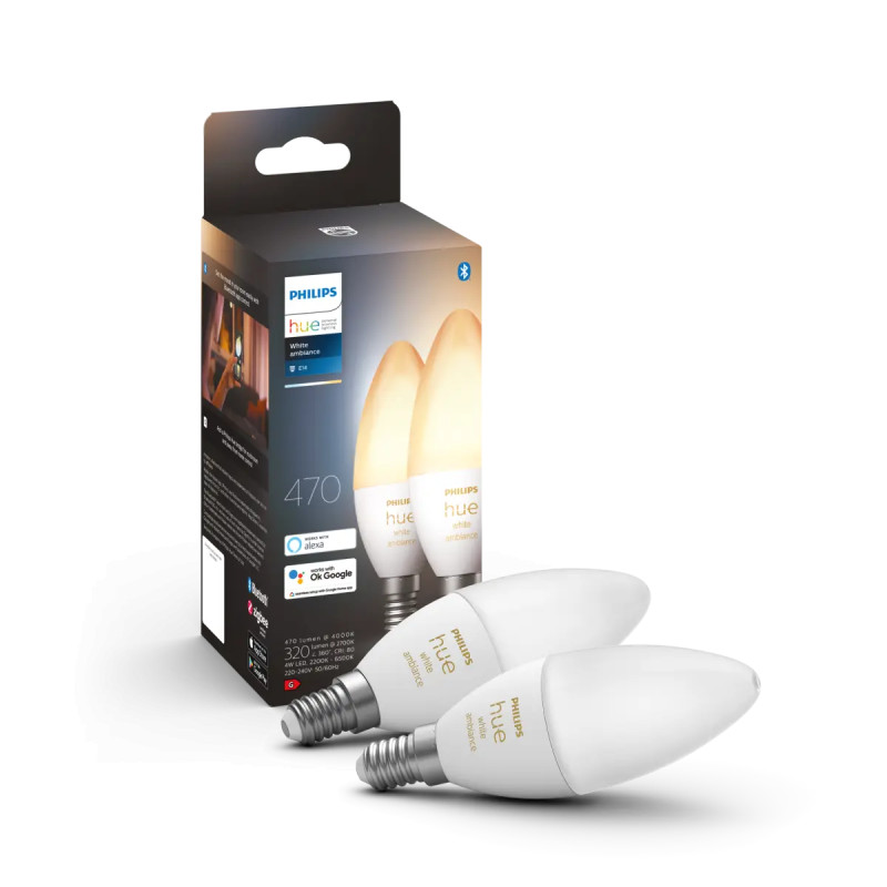 Philips Hue White Ambiance Kertepære E14 2-pak
