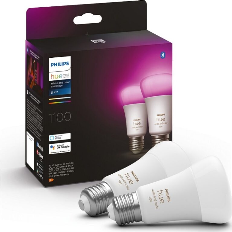 Philips Hue White Color Ambiance E27 standardpære, 2000K-6500K, 9W, 2-pak