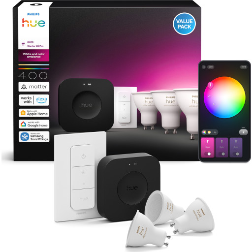 Philips Hue White Color Ambiance GU10 spotpærer, startsæt, 3-pak
