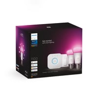 Philips Hue starterkit, 2 x 1100 lm Color & White Ambiance E27-pærer, Dimmer Switch, Bridge