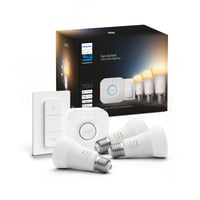 Philips Hue starterkit, White ambiance, 1100 lm, 3 x E27 prer, Dimmer switch, Bridge, Bluetooth + Zigbee