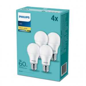 Philips LED 60W Standard E27 Varm hvid forsted 4-discount stkke - 8718696829974