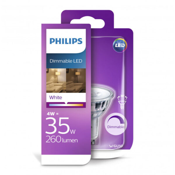 Philips LED Classic 35W spot glas GU10 hvid dæmpbar 1 stk - 8718696721636