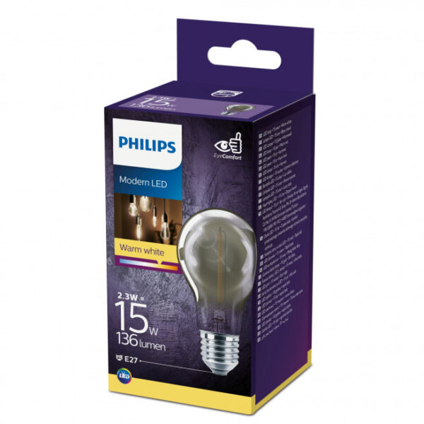 Philips LED Classic Filament 15W Standard E27 smoky ikke dæmpbar 1 stk - 8718699657574