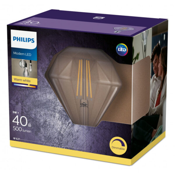 Philips LED Classic Giant Filament 30W Stor Diamant E27 Smoky dæmpbar 1 stk - 8718699593537