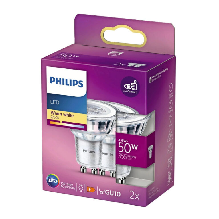 Philips LED Classic PAR16 GU10 Spotpære Glas 35W Varm Hvid 2-pak