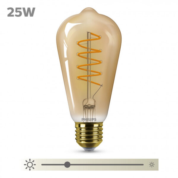 Philips LED Classic Spiral Filament 25W dråbe E27 guld dæmpbar 1 stk - 8718699676056