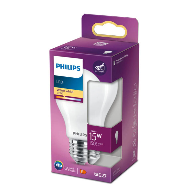 Philips LED Classic Standardpære A60 E27 Mat 15W Varm Hvid 1-pak