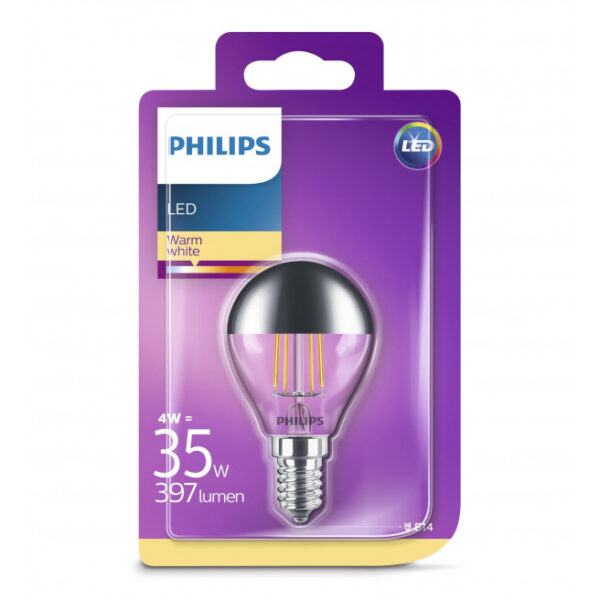 Philips LED Filament Topforspejlet 35W Krone E14 klar ikke dæmpbar 1 stk - 8718696750827