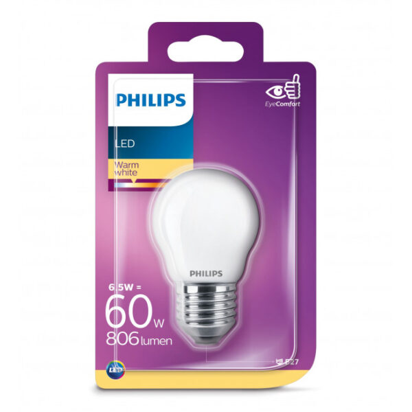 Philips LED Glas krone 60W E27 varm hvid mat ikke dæmpbar 1 stk - 8718699648862