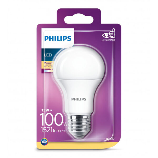 Philips LED Plast 100W standard varm hvid mat E27 ikke dæmpbar 1 stk - 8718696577035