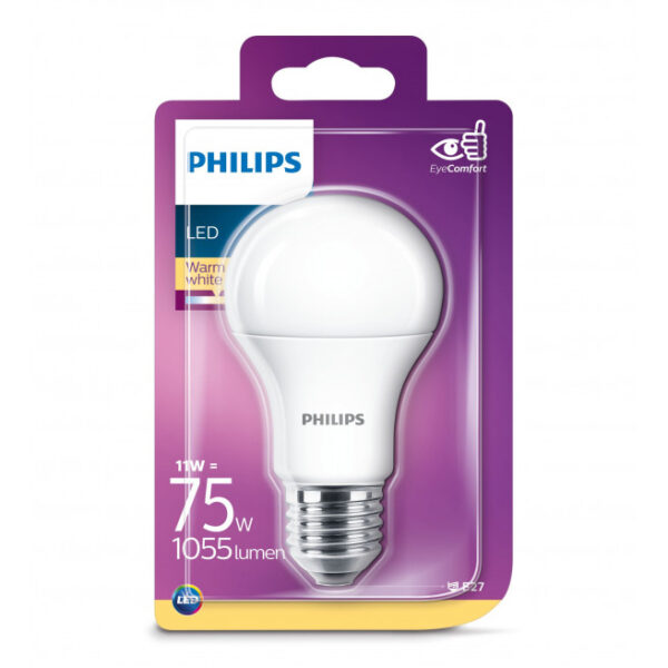 Philips LED Plast 75W standard varm hvid mat E27 ikke dæmpbar 1 stk - 8718696577059