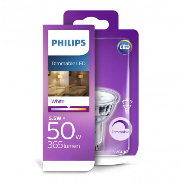 Philips LEDClassic 50W apot glas GU10 hvid dæmpbar 1 stk - 8718696581650