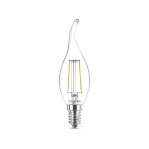 Philips LEDClassic Filament 25W bøjet top E14 varm hvid klar ikke dæmpbar 1 stk - 8718696573877