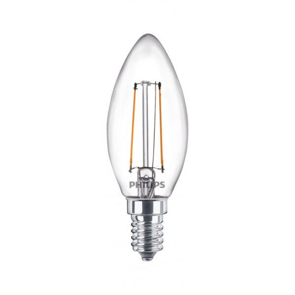 Philips LEDClassic Kerte Filament 25W E14 varm hvid klar ikke dæmpbar 2-stk - 8718699664985