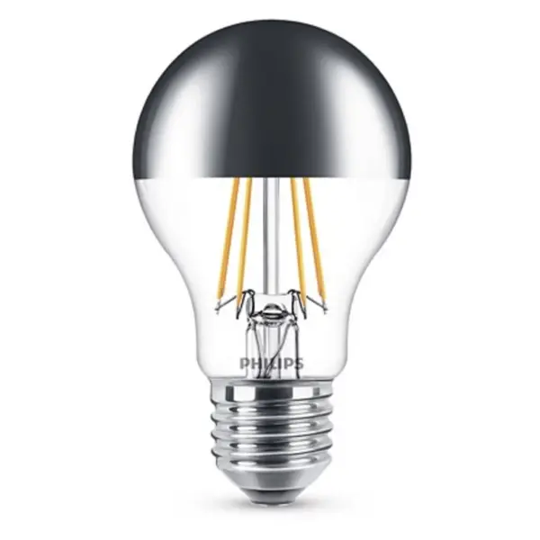 Philips - Pære LED 7,2W Filament Topforspejlet (650lm) Dæmpbar E27