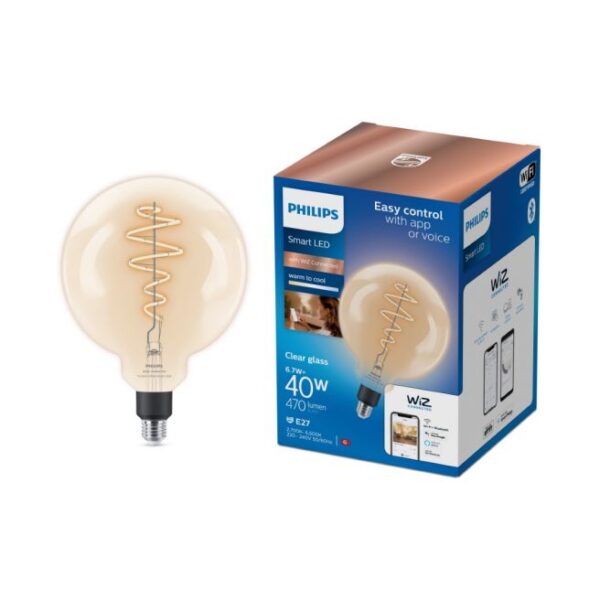 Philips Smart LED Tunable white - Filament globe G200 E27, klar