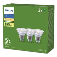 Philips Ultra Efficient GU10 A LED-pære, 2700K, 375lm, 36°, 2,1W - 3 pak