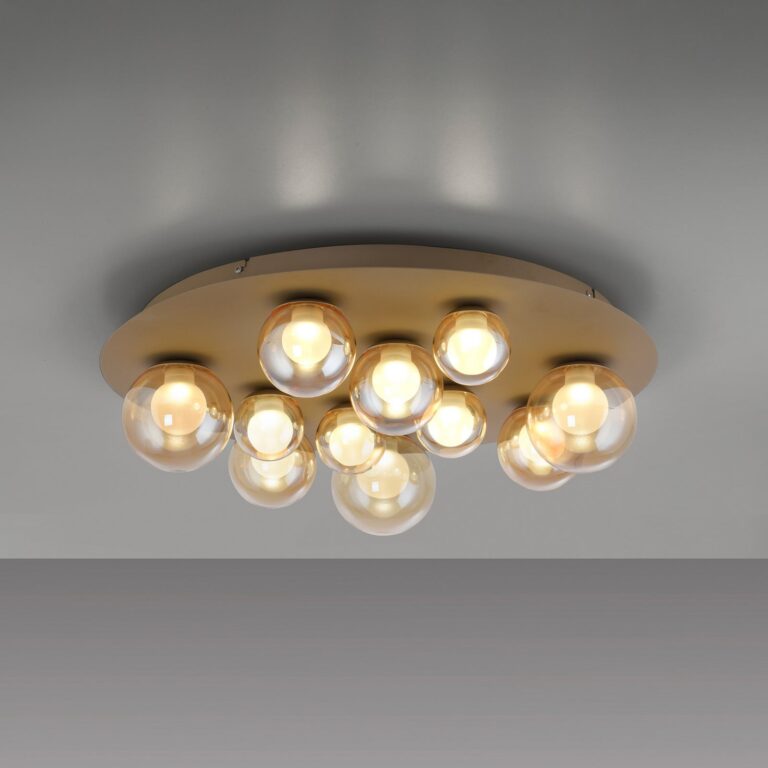 Pop-up LED-loftlampe, bronze/ravfarvet, Ø 60 cm, CCT, 11 lyskilder – PURE Popup - Stue - Metal - Med skærm