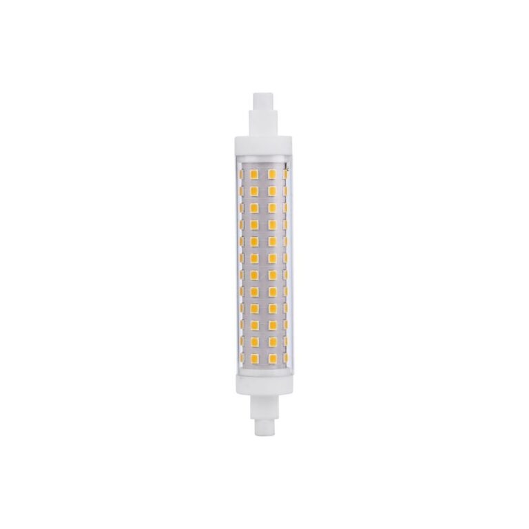 R7S 118mm / 10W dæmpbar LED pære - 1000lm, 3000K, klar glas, keramisk base