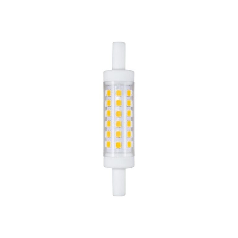 R7S 78mm / 5W LED pære - 490lm, 3000K, klar glas, keramik