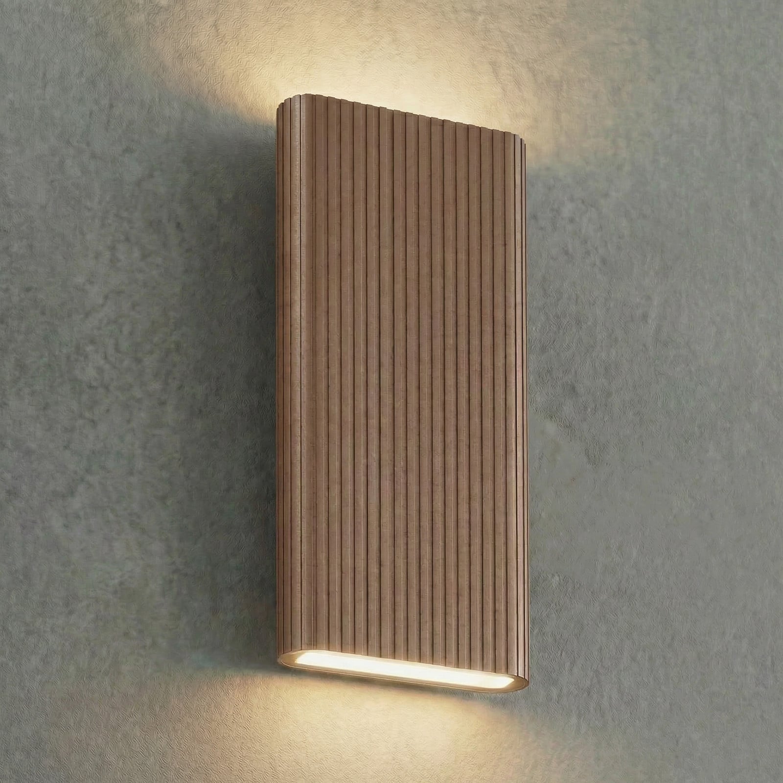 Raija udendørs LED-væglampe, mørkebrun, 40 cm, CCT – Lucande - Moderne - Aluminium - Kantet