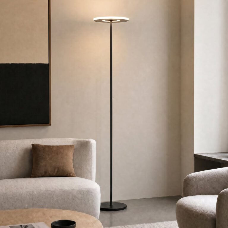 Raymond LED-gulvlampe, 180 cm, sort, metal, CCT – Lucande - Stue - Moderne - Med én lyskilde