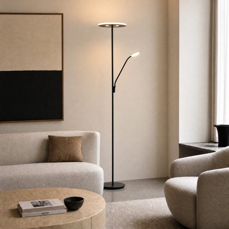 Raymond LED-gulvlampe, læselampe, 180 cm, sort, metal, CCT - Lucande - Stue - Moderne - Med flere lyskilder