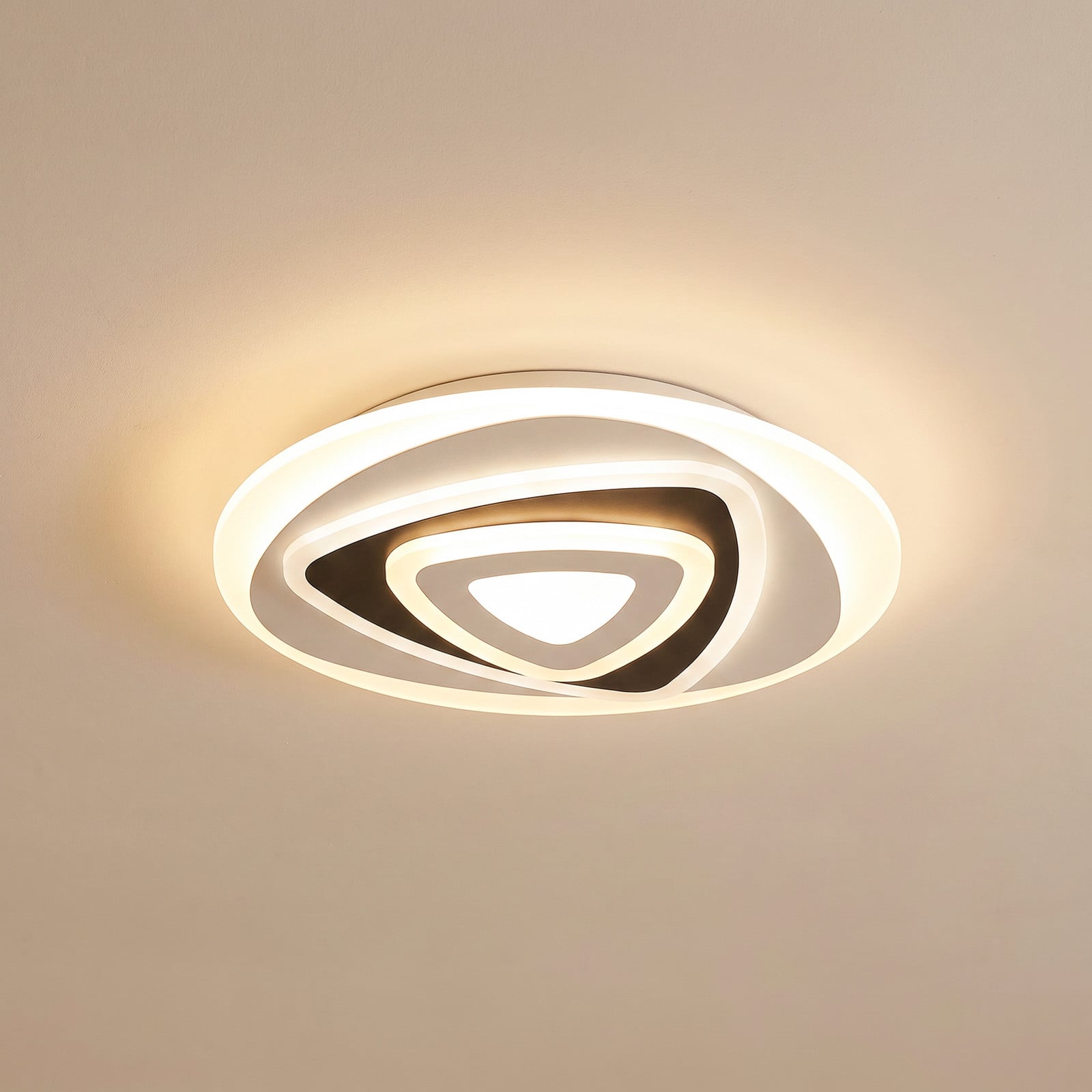 Rebeka LED-loftlampe, hvid/antracit – Lindby - Stue - Moderne - Plastik - Rund