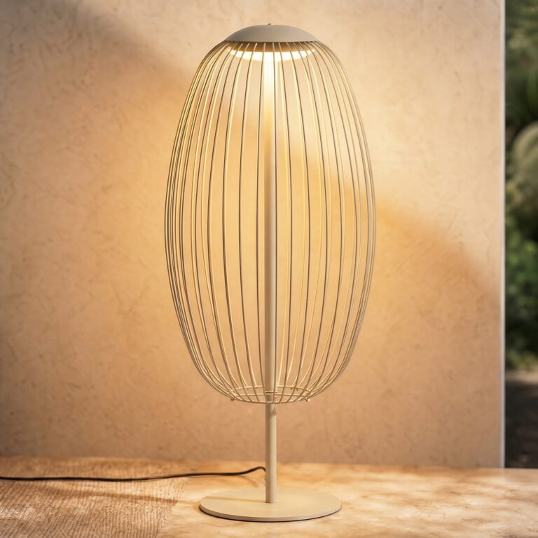 Richi udendørs LED-gulvlampe, højde 90 cm, beige, IP44, metal Lucande - Moderne - Med én lyskilde