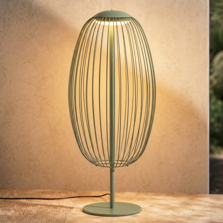 Richi udendørs LED-gulvlampe, højde 90 cm, lysegrøn, IP44, metal Lucande - Moderne - Med én lyskilde