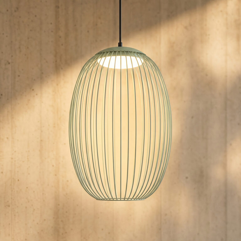 Richi udendørs LED-hængelampe, Ø 40 cm, grøn, dæmpbar, IP44, metal – Lucande - Moderne - Med én lyskilde