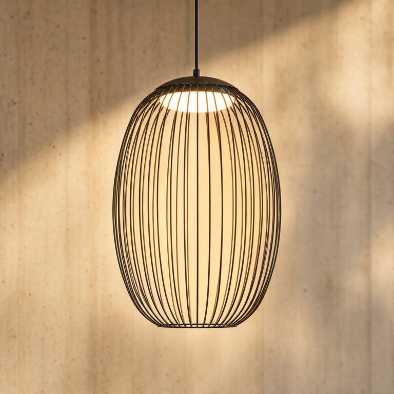 Richi udendørs LED-hængelampe, Ø 40 cm, sort, dæmpbar, IP44, metal Lucande - Moderne - Med én lyskilde