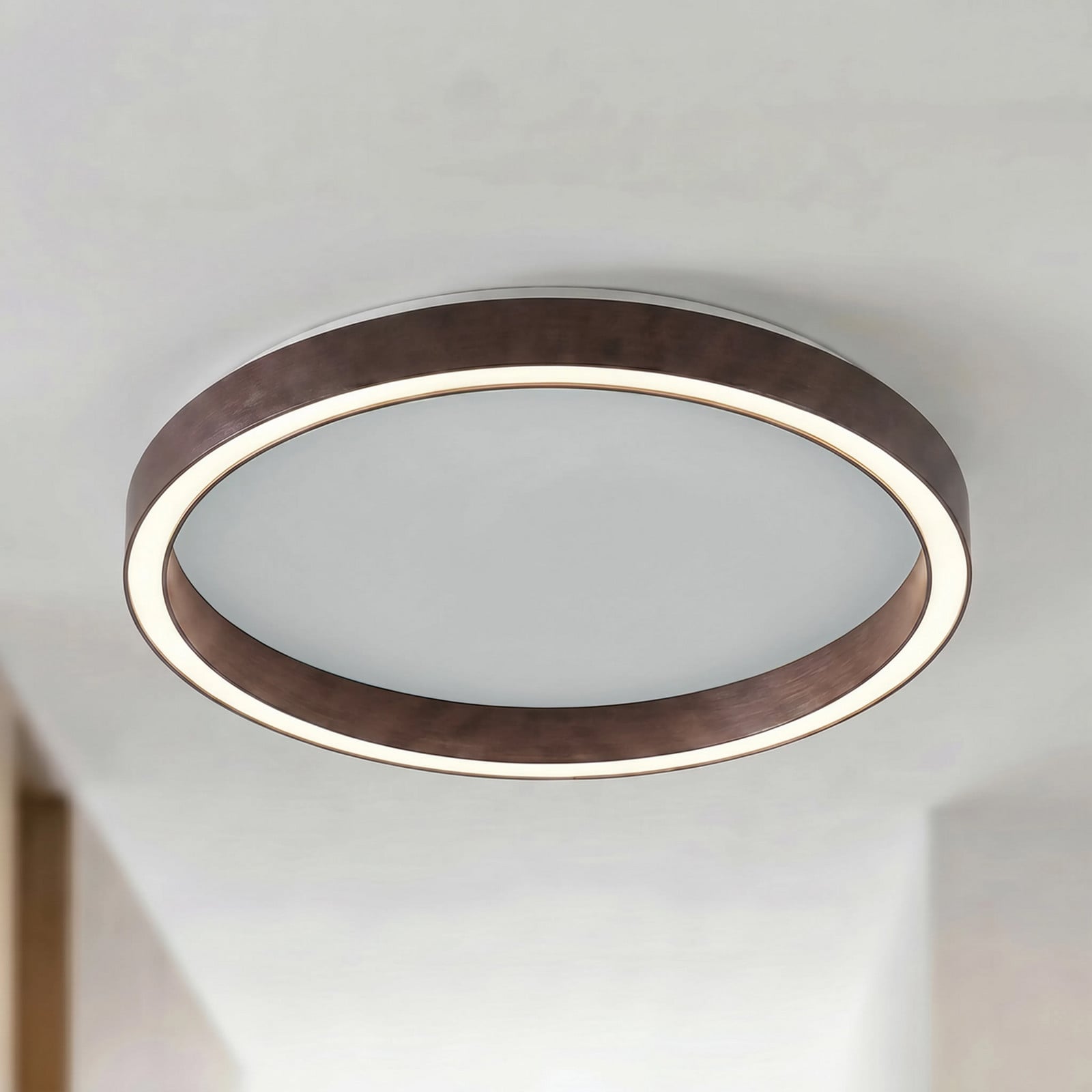 Rotundo LED-loftlampe, brun, dæmpbar, Ø 40 cm – Lucande - Stue - Moderne - Plastik - Med én lyskilde