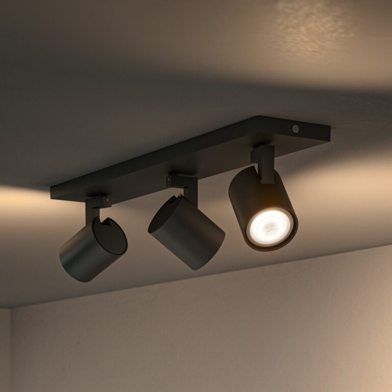 Runner Spot sort, 3 lyskilder, GU10 lysdæmper – Philips Hue Philips Hue Runner - Stue - Moderne - Aluminium - Med flere lyskilder