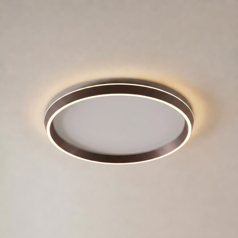 Rylan LED-loftlampe, Ø 62 cm, brun, CCT, dæmpbar – Lucande - Stue - Moderne - Metal - Med én lyskilde
