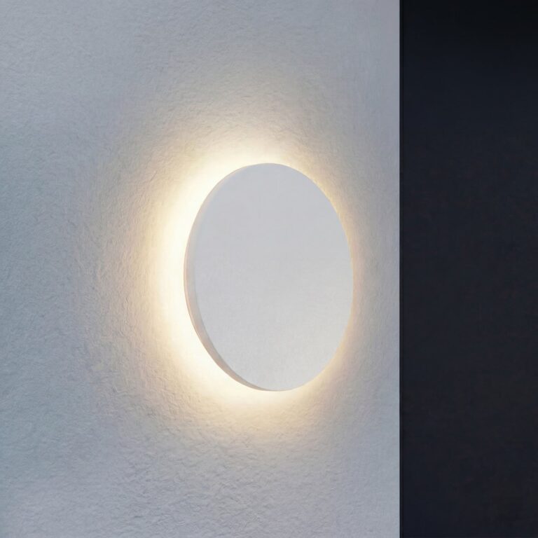 Selinel udendørs LED-væglampe, Ø 23 cm, husnummer, hvid, metal – Lindby - Moderne - Rund