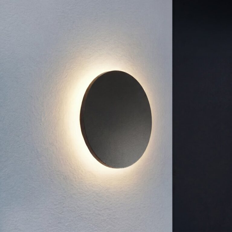 Selinel udendørs LED-væglampe, Ø 23 cm, husnummer, sort, metal – Lindby - Moderne - Rund