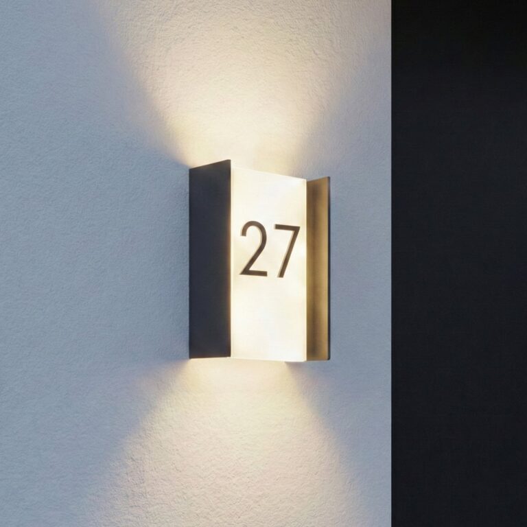 Selqa udendørs LED-væglampe, antracit, IP65, husnummer - Lindby - Altan - Moderne - Metal - Kantet
